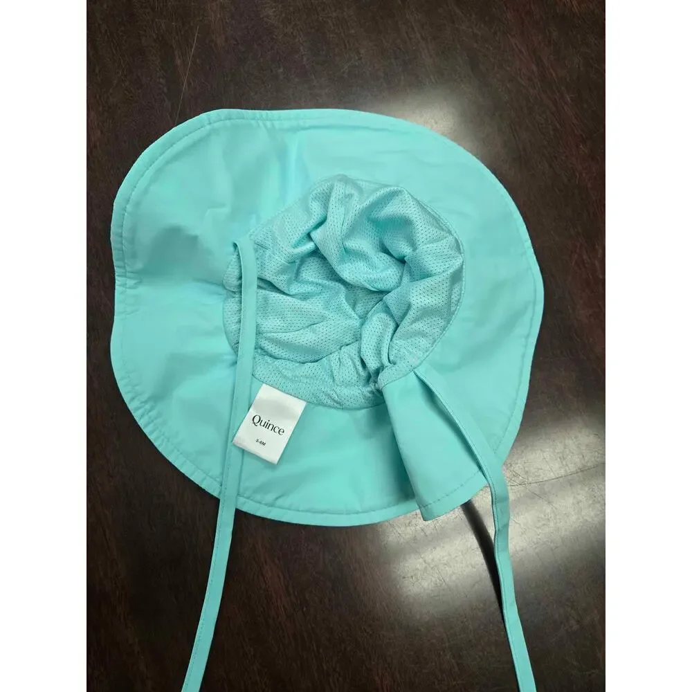 NWT Quince Baby Swim Trunk & Rash Guard 3 PC Set UPF 50+ Swim Hat Waves 3-6m